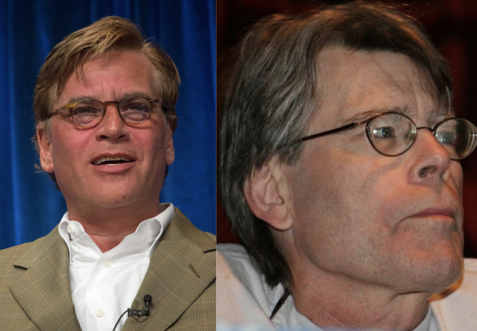 Stephen King and Aaron Sorkin's face side to side